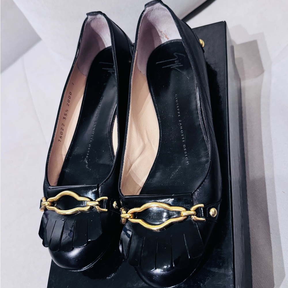 Giuseppe Zanotti Black Flats with Gold Detail
